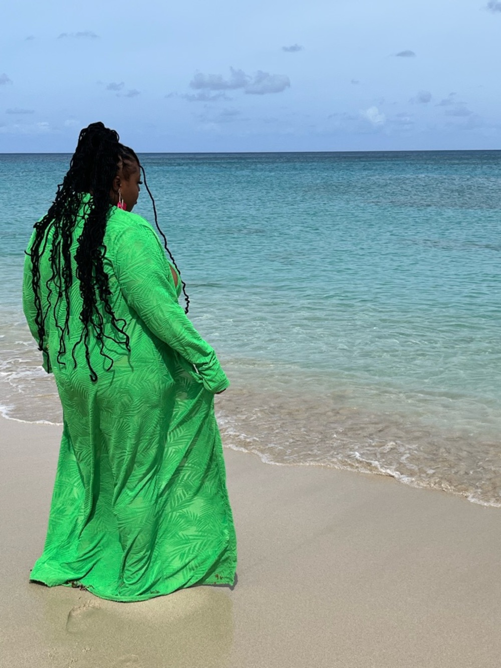PrettyLittleThing Neon Green Long Sleeve Shirt Maxi Swim Cover-Up